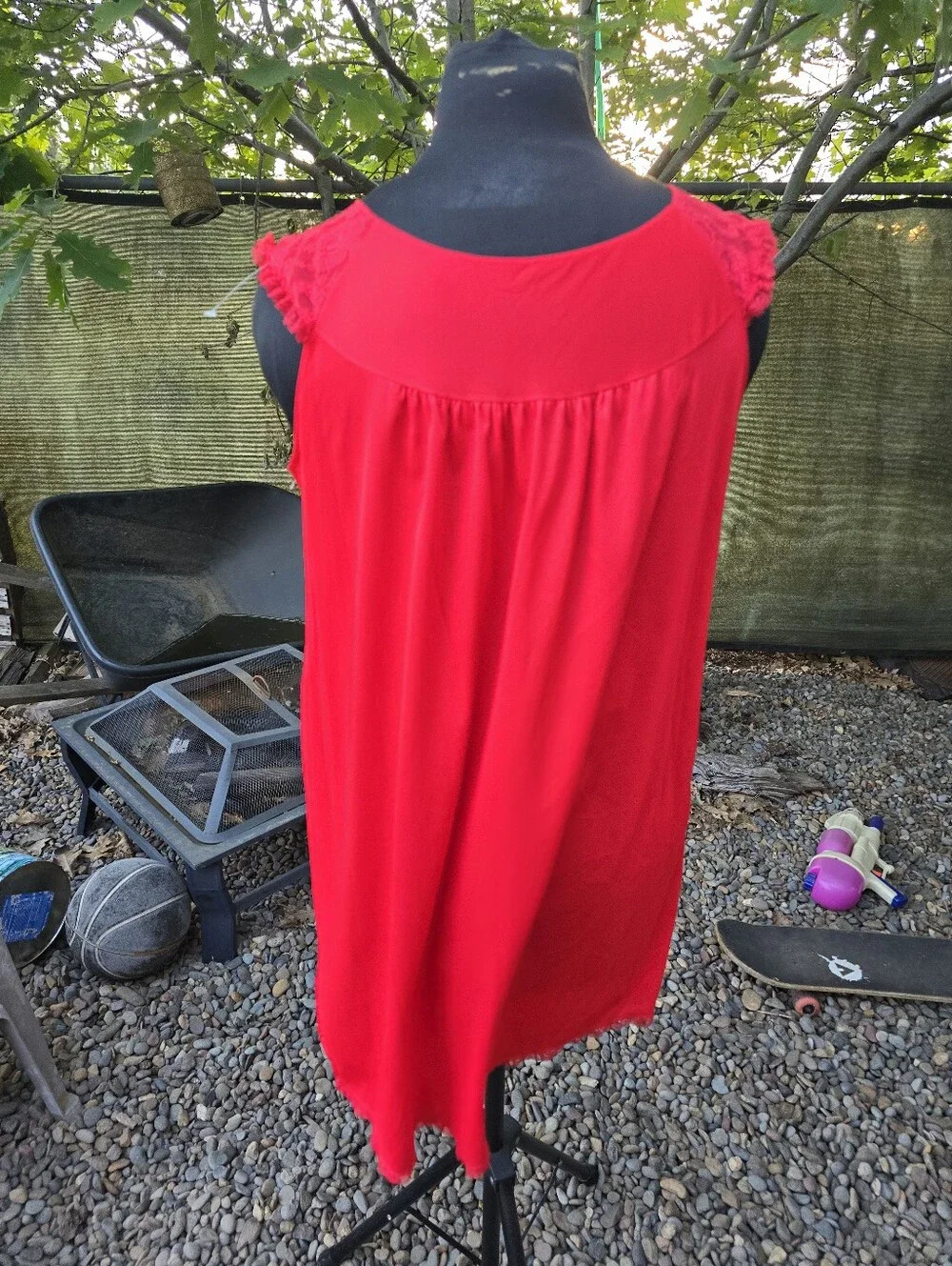 Vtg 60's Red Sheer Nylon Peignoir Robe and Slip Dress Coquette PinUp Old Glamour - Picture 7 of 12